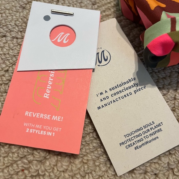 Reversible Halter Gaby High Neck Bikini Top Floral Stripe NEW Boho Y2K NWT Maaji - Picture 7 of 8